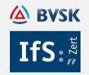 Die BVSK- und IfS-Zert-Logos stehen übereinander, gestaltet in Blau, Rot und Weiß